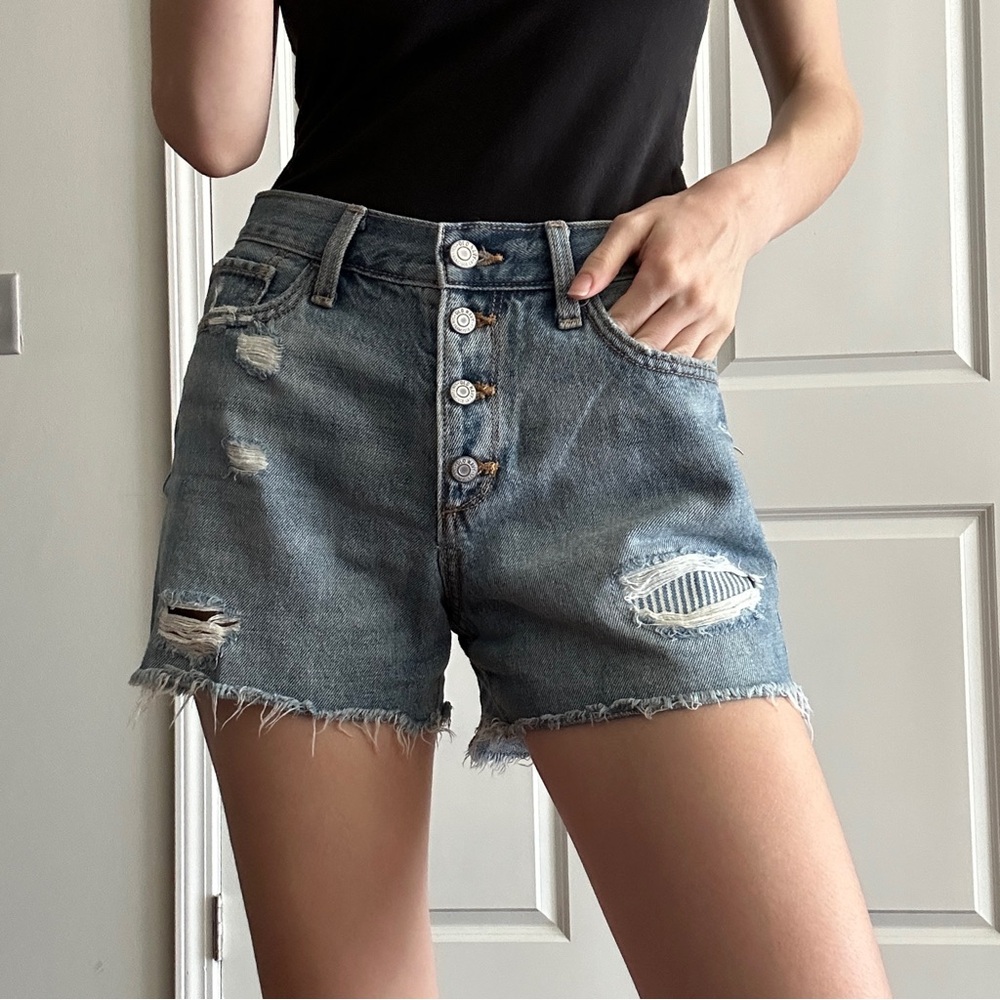 Old Navy Adjustable Waist Cut-Off Button Fly Jean Shorts Girls